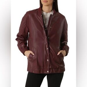 Avec Les Filles Relaxed burgendy Bomber Jacket NWT